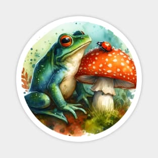 Frog, ladybug and toadstool Magnet